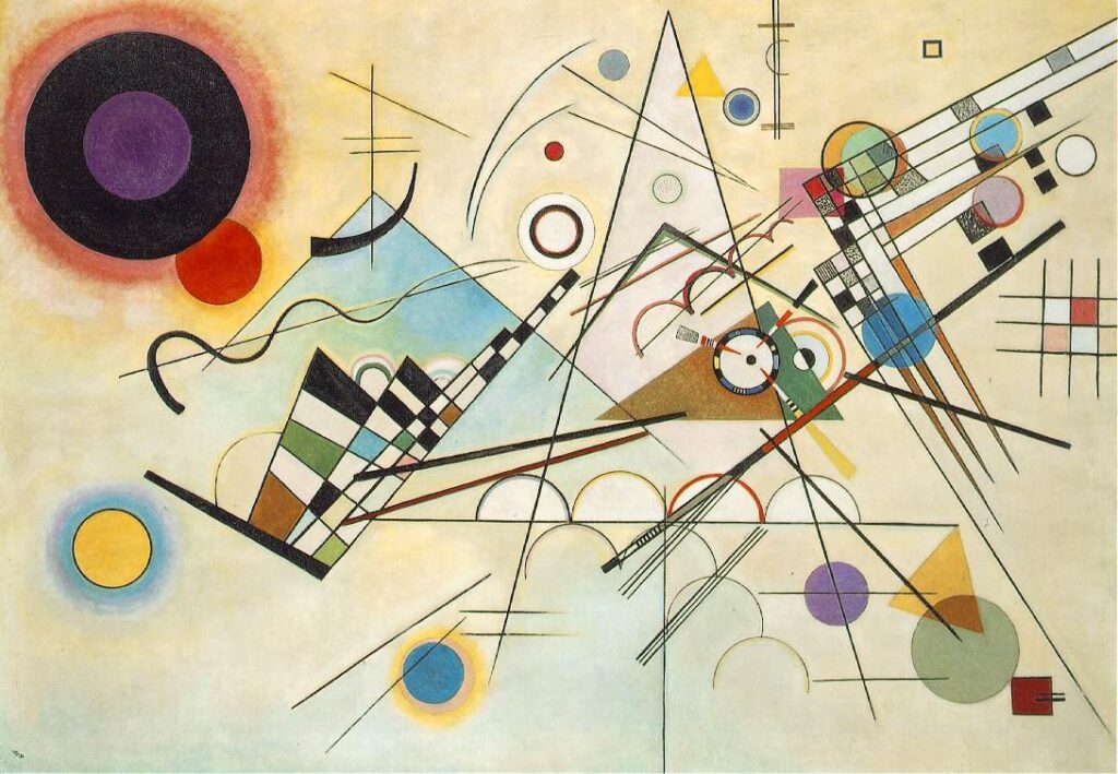 Fig.1 Wassily Kandinsky. Composition 8. 1923. Oil Painting. 140 cm x 201 cm. Solomon R. Guggenheim Museum, NY.